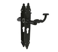Amig - Juego de 2 Manillas para Puertas de Paso Mod.100PB47-280 x 45 x 3,5 mm - Cuadradillo 8 mm - Para Uso Con Cerraduras De Embutir - Tipo Forja - De Zamak Acabado en Negro