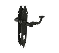 Amig - Juego de 2 Manillas para Puertas de Paso Mod.100PB90 - Bocallave a 90 mm - 280 x 45 x 3,5 mm - Cuadradillo 8 mm - Para Uso Con Cerraduras De Embutir - Tipo Forja - De Zamak Acabado en Negro