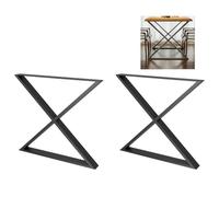 Amig - Juego de 2 Patas para Mesas de Comedor o Recibidor - Set de Patas para Mesa de Estilo Industrial - Material: Acero - 712 x 780 x 80 mm - Resistencia y Durabilidad - Acabado en Negro Mate