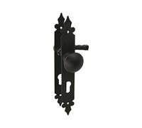 Amig - Juego de Manilla y Pomo - Placa Lisa - 270 x 36 mm - Bocallave a 72 mm - Ideal para Aumentar la Privacidad de una Estancia - Placa de Acero y Tirador de Zamak Negro