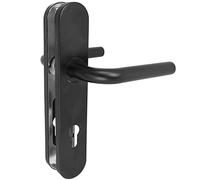 Amig - Juego de manillas con placa para puertas - Diseño cilíndrico ergonómico - Medidas 245 × 45 mm - Acero inoxidable con placa de polipropileno - Incluye cuadradillo 8 mm y tornillos - Mod. 4PXB85