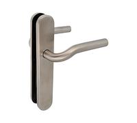 Amig - Juego de Manillas con Placa para Puertas - Mod. 20P - 136 x Ø19 mm - Cuadradillo de 8 mm - Diseño Elegante y Sencillo - Acero inoxidable 18/8 Plateado Mate