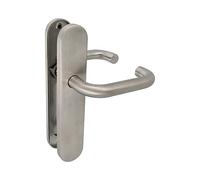 Amig - Juego de Manillas con Placa para Puertas - Mod. 3PX - 139 x Ø19 mm - Cuadradillo de 8 mm - Diseño Elegante y Sencillo - Acero inoxidable 18/8 Plateado Mate