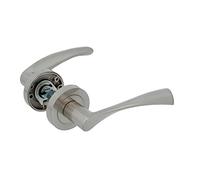 Amig - Juego de Manillas con Roseta de Zamak para Puertas, Mod. ISHI RX, 52 mm, Cuadradillo de 8 mm, Diseño Elegante y Sencillo, Aluminio Níquel Cepillado