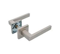 Amig - Juego de Manillas con Roseta Interior para Puertas - Mod. SUKI - 54 x 54 mm - Cuadradillo de 8 mm - Diseño Elegante y Sencillo - Acero inoxidable Plateado Mate