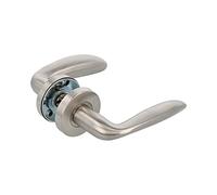 Amig - Juego de Manillas con Roseta Interior para Puertas - Mod. TARA - Ø53 mm - Cuadradillo de 8 mm - Diseño Elegante y Sencillo - Acero inoxidable Plateado Mate