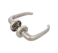 Amig - Juego de Manillas con Roseta para Puertas - Mod. 21-134 mm - Cuadradillo de 8 mm - Diseño Elegante y Sencillo - Acero inoxidable 18/8 Plateado Mate