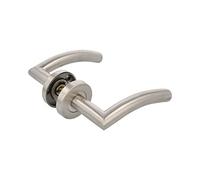 Amig - Juego de Manillas con Roseta para Puertas - Mod. 38RX - 120 x Ø19 mm - Cuadradillo de 8 mm - Diseño Elegante y Sencillo - Acero inoxidable 18/8 Plateado Mate