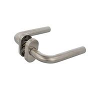 Amig - Juego de Manillas con Roseta para Puertas - Mod. 4OD - 135 x Ø19 mm - Cuadradillo de 8 mm - Diseño Elegante y Sencillo - Acero inoxidable 18/8 Plateado Mate