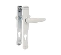 Amig - Juego de Manillas para Puertas - 225 x 30 mm - Bocallave a 85 mm - Manilla con Placa Estrecha con Orificio para Cerradura - Incluye Tornillería - Aluminio Blanco