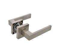 Amig - Juego de Manillas para Puertas - Mod. CADIZ - 52 x 124 mm - Con Bocallave - Diseño Elegante y Sencillo - Manija de Agarre Ergonómico - Zamak Plateado Mate