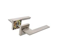 Amig - Juego de Manillas para Puertas - Mod. ZAHORA - 52 x 146 mm - Con Bocallave - Diseño Elegante y Sencillo - Manija de Agarre Ergonómico - Zamak Plateado Mate