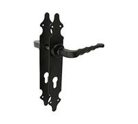 Amig - Juego de Manillas - Placa Lisa - 280 x 45 mm - Bocallave a 90 mm - Ideal para Aumentar la Privacidad de una Estancia - Placa de Acero y Tirador de Zamak Negro