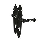 Amig - Juego de Manillas - Placa Martilleada - 280 x 45 mm - Bocallave a 85 mm - Ideal para Aumentar la Privacidad de una Estancia - Placa de Acero y Tirador de Zamak Negro