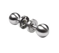 Amig - Juego de Pomos Giratorios Redondos para Puertas de Interior - Mod. 11GR - ø50 x 78 mm - Embellecedor de Placa Redonda - Agarre Ergonómico - Acero Inoxidable 18/8 Mate