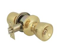 Amig - Juego de Pomos para Puerta de Entrada Interior - Para Puertas de Madera 35-45 mm - Picaporte 60/70 mm con Condena Interior - Instalación con Agujero Ø54 - Latón Pulido - Mod. 600