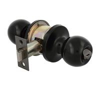 Amig - Juego de pomos tipo bola, Sistema de Emergencia Exterior y Condena Interior, Picaporte de entrada 60/70 mm, Canto cuadrado, Latón, Negro, Puerta Interior de 35 a 45 mm