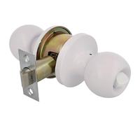 Amig - Juego de pomos tipo bola, Sistema de Emergencia Exterior y Condena Interior, Picaporte de entrada 60/70 mm, Canto cuadrado, Latón, Blanco, Puerta Interior de 35 a 45 mm