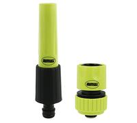 Amig - Kit de Riego - 2 Componentes - 1 Lanza de Riego con Caudal Regulable y 1 Empalme Rápido de 3/4" con Función Stop - Ideal para Jardinería - Plástico ABS - Verde Pistacho y Negro