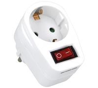 Amig - Ladrón de Enchufes Tipo Schuko de 1 Vía Mod.3213 con Toma de Tierra para Conectar Aparatos Eléctricos - Adaptador de Pared con Interruptor - Voltaje Máx: 250 V - Amperaje Máx: 10/16 A