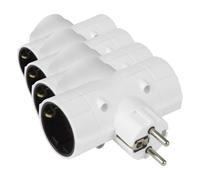 Amig - Ladrón de Enchufes Tipo Schuko de 3 Vías Mod.3208 con Toma de Tierra para Conectar Aparatos Eléctricos - Adaptador de Pared Triple Horizontal - Voltaje Máx: 250 V - Amperaje Máx: 10/16 A
