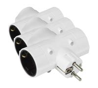 Amig - Ladrón de Enchufes Tipo Schuko de 3 Vías Mod.3208 con Toma de Tierra para Conectar Aparatos Eléctricos - Adaptador de Pared Triple Horizontal - Voltaje Máx: 250 V - Amperaje Máx: 10/16 A