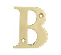 Amig - Letra B de Latón Pulido para Atornillar en Interior y Exterior - 50 mm - Adecuado para en Portales, Paredes o Fachadas de Casas - Acabado en Dorado