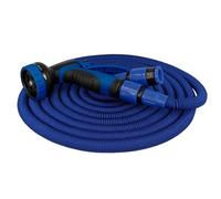 Amig - Manguera Extensible - 15 metros - Incluye Accesorios y Pistola de Riego de 9 Funciones - Soporta Hasta 6 bar. de Presión - Color Azul - Doble Látex