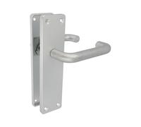Amig - Manilla con placa - Maneta para puerta de interior o exterior - Material: Aluminio anodizado - Color: Plata - Medidas: 222 x 55 x 10mm