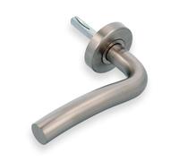 Amig - Manilla con Roseta 19EI con Interior de Latón, Acero Inoxidable 18/8, Medida: 53 mm, Cuadradillo de 8 mm, Óptimo para Puertas de Entrada, Apertura de la puerta: Izquierda- Acabado: Mate