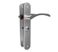 Amig - Manilla para puertas Derecha Mod. ISHI con Muletilla Mod. 46 - Acero Niquel cepillado - 240 x 45 mm - Cuadradillo de 8mm - Incl. 2 llaves - Para puertas de 35 a 45 mm - Plateado mate