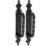 Amig - Manillon de Zamak con Placa Punteada de Acero 28x4,5 cm | Tirador para Puertas de Paso, correderas de Valla y Portones | Negro - Fácil colocación con Tornillos (Paquete de 2)