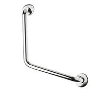 Amig - Manillón en Forma de L con Roseta Mod.6 de Acero Inoxidable 18/8, Asidero de Seguridad de Pared Adecuado para Duchas y Bañeras, Medidas - Asa: Ø25 x 450 mm, Roseta: Ø65 mm, Incluye Tornillos