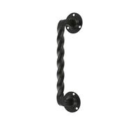 Amig - Manillón para Puertas de Paso o Entrada Modelo 103-190 mm - Manilla con Placa de Acero y Tirador de Zamak - Acabado Negro - Incluye Roseta - Estilo Rústico Forjado a Mano