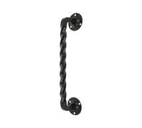 Amig - Manillón para Puertas de Paso o Entrada Modelo 103-240 mm - Manilla con Placa de Acero y Tirador de Zamak - Acabado Negro - Incluye Roseta - Estilo Rústico Forjado a Mano