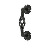 Amig - Manillón para Puertas de Paso o Entrada Modelo 104R - 240 mm - Manilla con Placa de Acero y Tirador de Zamak - Acabado Negro - Incluye Roseta - Estilo Rústico Forjado a Mano