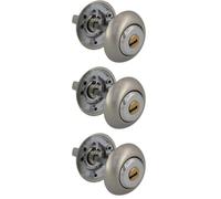 Amig - Muletilla con llave de punto Mod. 50R-KD - Combinación cilindro-condena - Cromado mate - Aumenta la seguridad en puertas de entrada - Para puertas de 35 a 45 mm de espesor - Roseta de Ø54 mm