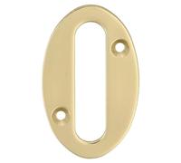 Amig - Número 0 Hueco de Latón Pulido para Atornillar en Interior y Exterior, 100 mm, para Portales, Paredes o Fachadas de Casas, Acabado en Dorado