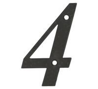 Amig - Número para Casas o Portales - Nº 4-100 x 65 mm - Para Paredes o Muros Exteriores de Viviendas - De Acero Acabado en Negro Epoxi - Estilo Forja - Incluye Tacos y Tirafondos