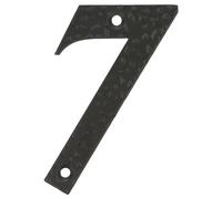 Amig - Número para Casas o Portales - Nº 7-100 x 65 mm - Para Paredes o Muros Exteriores de Viviendas - De Acero Acabado en Negro Epoxi - Estilo Forja - Incluye Tacos y Tirafondos