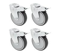 Amig - Pack 4 Ruedas con Freno Para Muebles - Ø 100 mm - Ruedas Giratorias Sin Placa de Montaje - Peso Máximo 110 Kg - Para Mover Muebles Pesados - Rodamientos Rodillos - Núcleo Plástico - Goma Gris