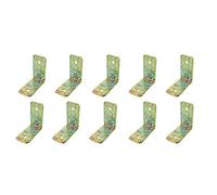 Amig - Pack de 10 Ángulos Planos para Estructuras de Madera - Soportes Esquina de 90 grados - Escuadras de Montaje - Fijación para Muebles, Armarios o Mesas - Acero - Color Dorado - 100 x 50 x 2.2 mm