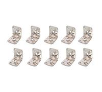 Amig - Pack de 10 Ángulos Planos para Estructuras de Madera - Soportes Esquina de 90 grados - Escuadras de Montaje - Fijación para Muebles - Acero Inoxidable - Color Plateado - 60 x 50 x 2.2 mm