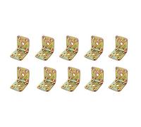 Amig - Pack de 10 Ángulos Planos para Estructuras de Madera - Soportes Esquina de 90 grados - Escuadras de Montaje - Fijación para Muebles, Armarios o Mesas - Acero - Color Dorado - 60 x 50 x 2.2 mm