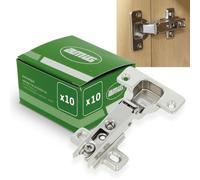 Amig - Pack de 10 Bisagras de Cazoleta Rectas - Acero Niquelado - Para Puertas de Muebles y Armarios de Cocina - Ø35 mm - Apertura 110° - Plateado
