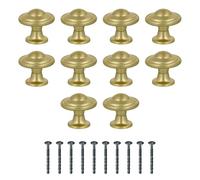 Amig - Pack de 10 Pomos para muebles - Diámetro Ø30 mm - Color Dorado Cepillado - Fabricado en Zamak - Tiradores para cajones y armarios de cocina y baño con estilo moderno - Mod. 809