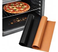 Amig - Pack de 2 Alfombrillas para Hornear - 30 x 40 cm - Negro y Dorado - Tapetes de Horno de Politetrafluoroetileno - Láminas Reutilizables - Antiadherentes y de Fácil Limpieza - Mod. AM10