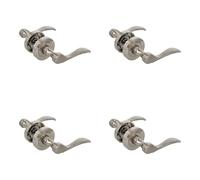Amig - Pack de 4 Juegos de Manillas con Roseta, Modelo Yaltarz, Fabricada en Acero Cromado Mate, Medida: 52 mm, Cuadradillo de 6 mm, Óptimo para Puertas de Interior o Exterior, Diseño Moderno