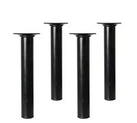 Amig - Pack de 4 Patas Redondas para Mueble - 30X100 mm - Acero - para Mesas de Centro, Noche, Cómodas... - Tapón Antirayaduras - Resistentes - Negro - Tornillería incluída