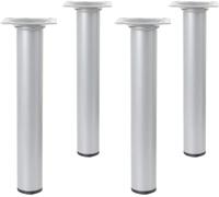 Amig - Pack de 4 Patas Redondas para Mueble - 30X200 mm - Acero - para Mesas de Centro, Noche, Cómodas... - Tapón Antirayaduras - Resistentes - Blanco - Tornillería incluída